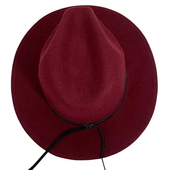 Summer Rose Burgundy Fedora Western Hat w/ Leather Band Adjustable EUC - Picture 6 of 8